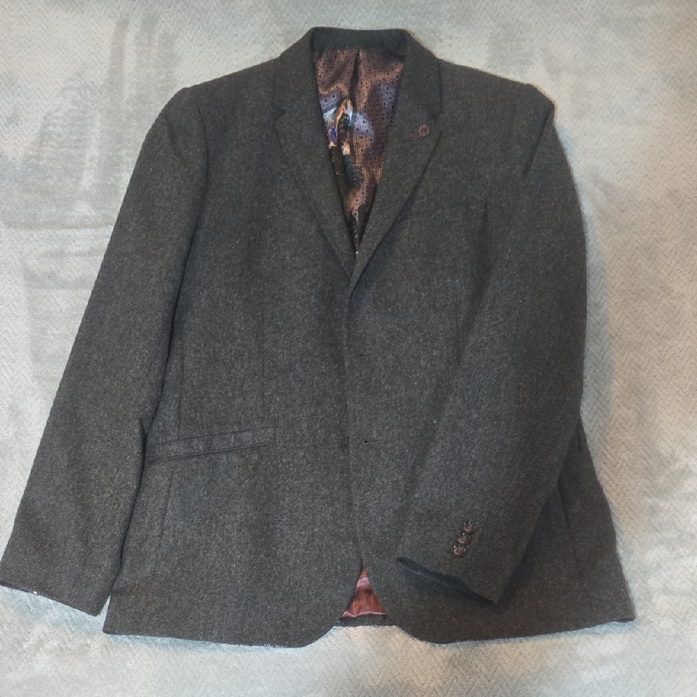 Ted Baker Wool Twill "Austin" Dark Gray Blazer Size 4 (Large)